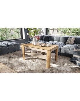 ASTI-P eiken artisan / beige - moderne salontafel met hefblad
