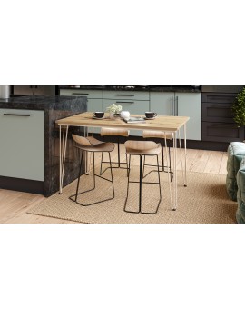 HAIRPIN eiken artisan / beige, loft tafel voor keuken, eetkamer en woonkamer