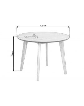 ROXY natuurlijke walnoot - RONDE TAFEL VOOR KEUKEN/EETKAMER RETRO