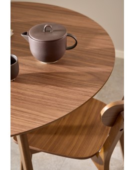 ROXY natuurlijke walnoot - RONDE TAFEL VOOR KEUKEN/EETKAMER RETRO