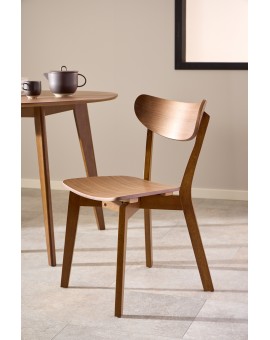 ROXY natuurlijke walnoot - RONDE TAFEL VOOR KEUKEN/EETKAMER RETRO