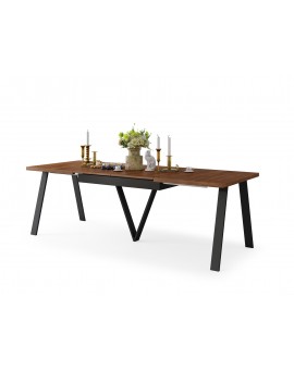 AVERY Doubs-noten/onderkant zwart - LOFT/INDUSTRIËLE TAFEL VOOR WOONKAMER/EETKAMER UITKLAPBAAR TOT 330 cm!