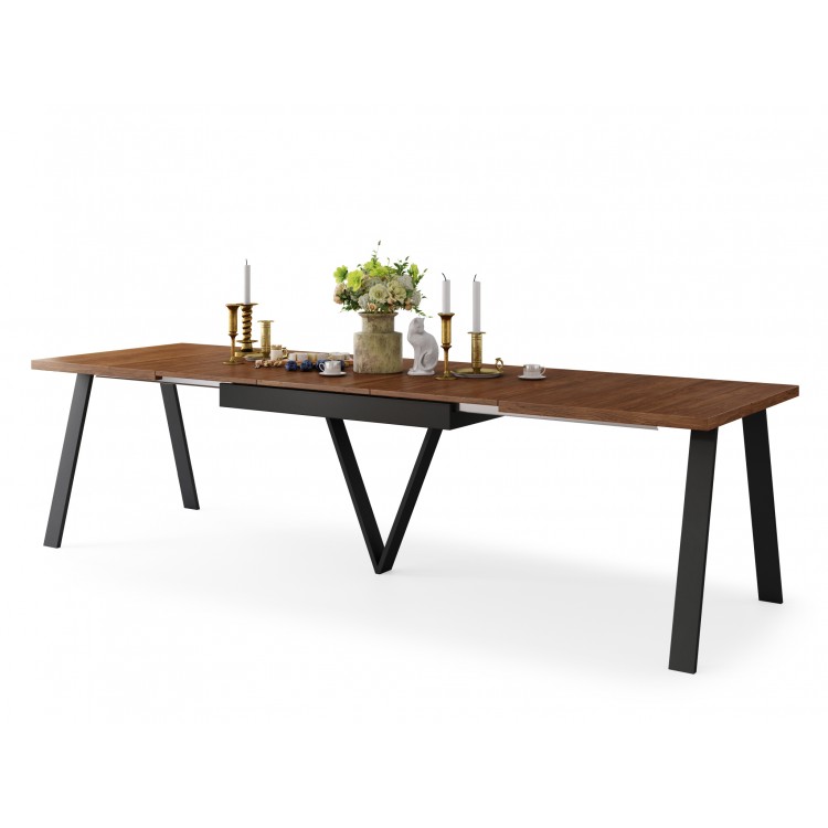 AVERY Doubs-noten/onderkant zwart - LOFT/INDUSTRIËLE TAFEL VOOR WOONKAMER/EETKAMER UITKLAPBAAR TOT 290 cm! AVERY Doubs-noten/onderkant zwart - LOFT/INDUSTRIËLE TAFEL VOOR WOONKAMER/EETKAMER UITKLAPBAAR TOT 290 cm!