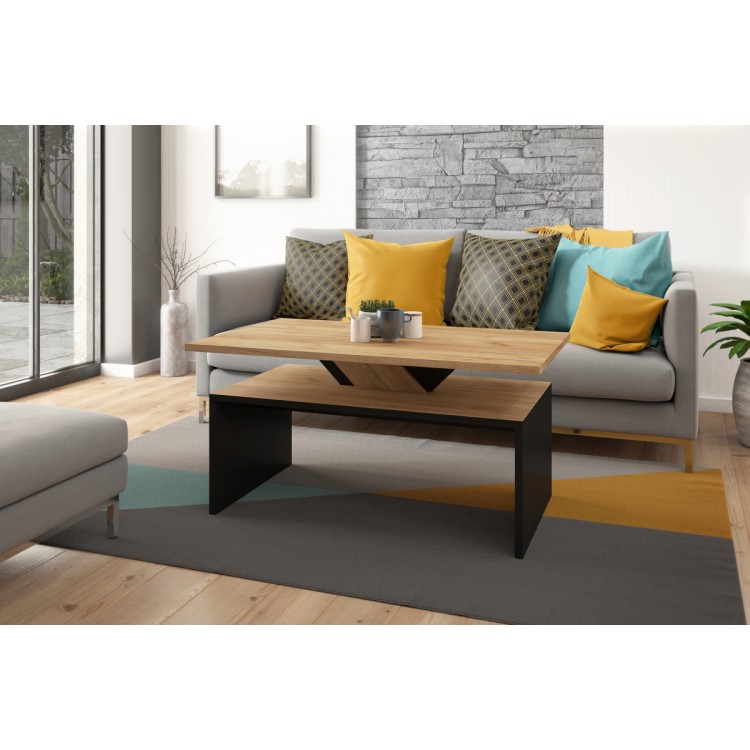 SISI gouden eik / zwart, salontafel SISI gouden eik / zwart, salontafel