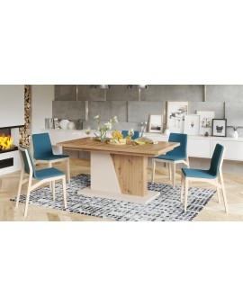 NOBLE NOIR Artisan Oak/beige – uitschuifbare tafel tot 218 cm, voor 8, 10