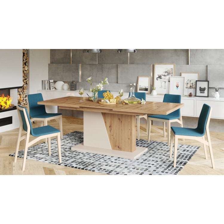 NOBLE NOIR Artisan Oak/beige – uitschuifbare tafel tot 218 cm, voor 8, 10 NOBLE NOIR Artisan Oak/beige – uitschuifbare tafel tot 218 cm, voor 8, 10