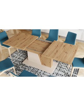 NOBLE NOIR Artisan Oak/beige – uitschuifbare tafel tot 218 cm, voor 8, 10