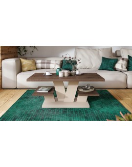 VIVA MAT Bruin eik/beige - MODERNE KOFFIE TAFEL MET SCHAPPEN