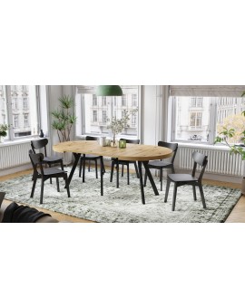 EXPANSO Dub Artisan / čierne nohy - VEĽKÝ OKRÚHLY STÔL Ø110 ROZKLADACÍ AŽ DO 310 cm S NOHAMI Y LOFTOVÝ / INDUSTRIÁLNY