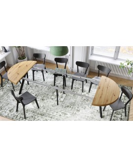 EXPANSO Eik Artisan/zwarte poten - GROTE RONDE TAFEL Ø110 UITBREIDBAAR TOT 310 cm met Y-POTEN LOFT/INDUSTRIAL