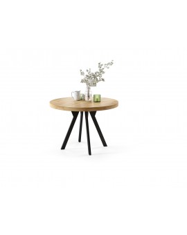 EXPANSO Eik Craft Złoty/zwarte poten - GROTE RONDE TAFEL Ø110 UITBREIDBAAR TOT 310 cm met Y-POTEN LOFT/INDUSTRIAL