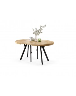 EXPANSO Eik Craft Złoty/zwarte poten - GROTE RONDE TAFEL Ø110 UITBREIDBAAR TOT 310 cm met Y-POTEN LOFT/INDUSTRIAL