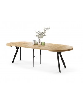 EXPANSO Eik Craft Złoty/zwarte poten - GROTE RONDE TAFEL Ø110 UITBREIDBAAR TOT 310 cm met Y-POTEN LOFT/INDUSTRIAL