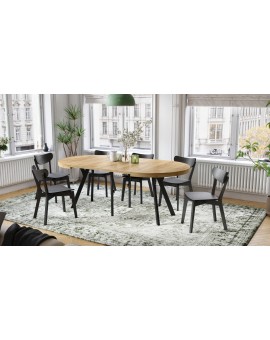 EXPANSO Eik Craft Złoty/zwarte poten - GROTE RONDE TAFEL Ø110 UITBREIDBAAR TOT 310 cm met Y-POTEN LOFT/INDUSTRIAL