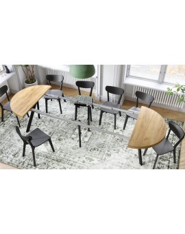 EXPANSO Eik Craft Złoty/zwarte poten - GROTE RONDE TAFEL Ø110 UITBREIDBAAR TOT 310 cm met Y-POTEN LOFT/INDUSTRIAL