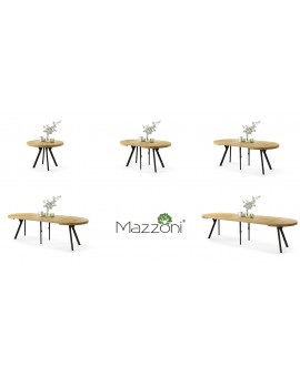 EXPANSO Amerikaanse eik/zwarte poten - GROTE RONDE TAFEL Ø110 UITBREIDBAAR TOT 310 cm met Y-POTEN LOFT/INDUSTRIAL