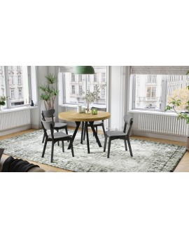 EXPANSO Amerikaanse eik/zwarte poten - GROTE RONDE TAFEL Ø110 UITBREIDBAAR TOT 310 cm met Y-POTEN LOFT/INDUSTRIAL