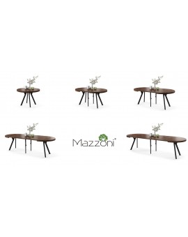 EXPANSO Bruine eik/zwarte poten - GROTE RONDE TAFEL Ø110 UITBREIDBAAR TOT 310 cm met Y-POTEN LOFT/INDUSTRIAL