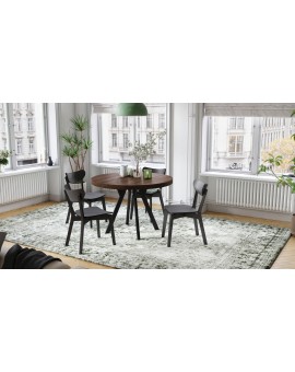 EXPANSO Bruine eik/zwarte poten - GROTE RONDE TAFEL Ø110 UITBREIDBAAR TOT 310 cm met Y-POTEN LOFT/INDUSTRIAL