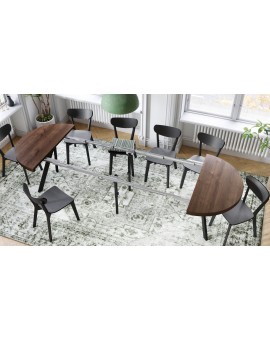 EXPANSO Bruine eik/zwarte poten - GROTE RONDE TAFEL Ø110 UITBREIDBAAR TOT 310 cm met Y-POTEN LOFT/INDUSTRIAL