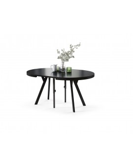 VITO Czarny Mat/zwarte poten - GROTE RONDE TAFEL Ø110 UITBREIDBAAR TOT 310 cm met Y-POTEN LOFT/INDUSTRIAL