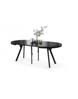 EXPANSO Czarny Mat/zwarte poten - GROTE RONDE TAFEL Ø110 UITBREIDBAAR TOT 310 cm met Y-POTEN LOFT/INDUSTRIAL