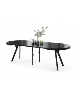 VITO Czarny Mat/zwarte poten - GROTE RONDE TAFEL Ø110 UITBREIDBAAR TOT 310 cm met Y-POTEN LOFT/INDUSTRIAL
