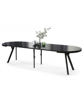 VITO Czarny Mat/zwarte poten - GROTE RONDE TAFEL Ø110 UITBREIDBAAR TOT 310 cm met Y-POTEN LOFT/INDUSTRIAL
