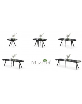 EXPANSO Czarny Mat/zwarte poten - GROTE RONDE TAFEL Ø110 UITBREIDBAAR TOT 310 cm met Y-POTEN LOFT/INDUSTRIAL