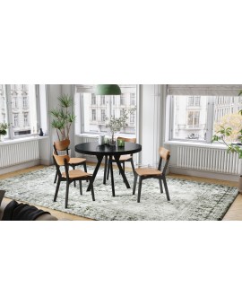 EXPANSO Czarny Mat/zwarte poten - GROTE RONDE TAFEL Ø110 UITBREIDBAAR TOT 310 cm met Y-POTEN LOFT/INDUSTRIAL