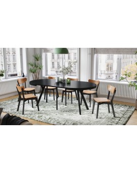 EXPANSO Czarny Mat/zwarte poten - GROTE RONDE TAFEL Ø110 UITBREIDBAAR TOT 310 cm met Y-POTEN LOFT/INDUSTRIAL
