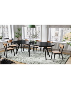 EXPANSO Czarny Mat/zwarte poten - GROTE RONDE TAFEL Ø110 UITBREIDBAAR TOT 310 cm met Y-POTEN LOFT/INDUSTRIAL