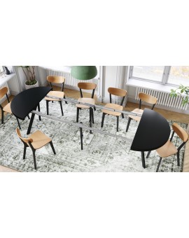EXPANSO Czarny Mat/zwarte poten - GROTE RONDE TAFEL Ø110 UITBREIDBAAR TOT 310 cm met Y-POTEN LOFT/INDUSTRIAL