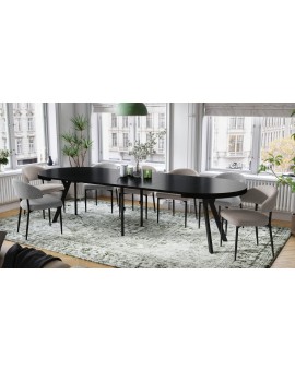 EXPANSO Czarny Mat/zwarte poten - GROTE RONDE TAFEL Ø110 UITBREIDBAAR TOT 310 cm met Y-POTEN LOFT/INDUSTRIAL
