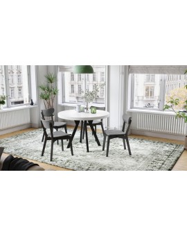 EXPANSO Wit mat/zwarte poten - GROTE RONDE TAFEL Ø110 UITBREIDBAAR TOT 310 cm met Y-POTEN LOFT/INDUSTRIAL
