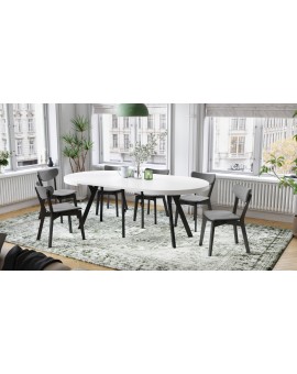 EXPANSO Wit mat/zwarte poten - GROTE RONDE TAFEL Ø110 UITBREIDBAAR TOT 310 cm met Y-POTEN LOFT/INDUSTRIAL