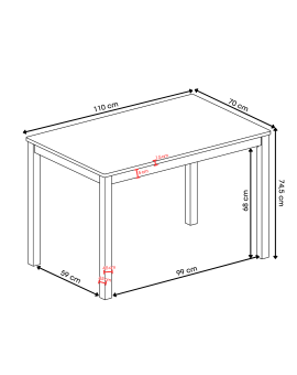 TORINO eetset + 4 stoelen Wit/Lichtgrijs (Sawana 21 stof) - HOUTEN SET VOOR KEUKEN/EETKAMER