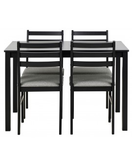 TORINO eetset + 4 stoelen Zwart/Lichtgrijs (Sawana 21 stof) - HOUTEN SET VOOR KEUKEN/EETKAMER