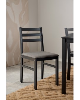TORINO eetset + 4 stoelen Zwart/Lichtgrijs (Sawana 21 stof) - HOUTEN SET VOOR KEUKEN/EETKAMER
