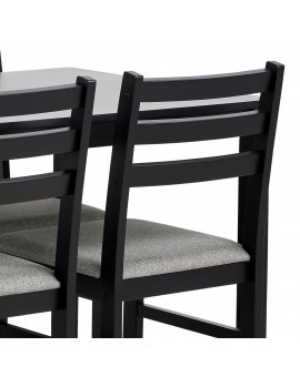 TORINO eetset + 4 stoelen Zwart/Lichtgrijs (Sawana 21 stof) - HOUTEN SET VOOR KEUKEN/EETKAMER