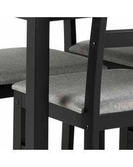 TORINO eetset + 4 stoelen Zwart/Lichtgrijs (Sawana 21 stof) - HOUTEN SET VOOR KEUKEN/EETKAMER