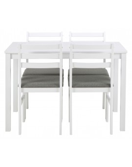 TORINO eetset + 4 stoelen Wit/Lichtgrijs (Sawana 21 stof) - HOUTEN SET VOOR KEUKEN/EETKAMER