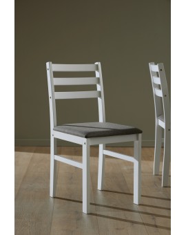 TORINO eetset + 4 stoelen Wit/Lichtgrijs (Sawana 21 stof) - HOUTEN SET VOOR KEUKEN/EETKAMER