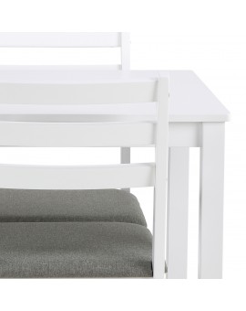 TORINO eetset + 4 stoelen Wit/Lichtgrijs (Sawana 21 stof) - HOUTEN SET VOOR KEUKEN/EETKAMER