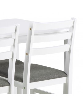 TORINO eetset + 4 stoelen Wit/Lichtgrijs (Sawana 21 stof) - HOUTEN SET VOOR KEUKEN/EETKAMER