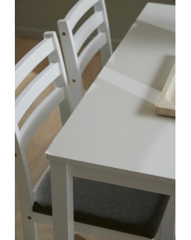TORINO eetset + 4 stoelen Wit/Lichtgrijs (Sawana 21 stof) - HOUTEN SET VOOR KEUKEN/EETKAMER