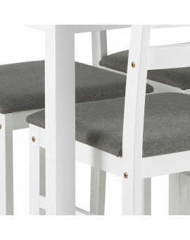 TORINO eetset + 4 stoelen Wit/Lichtgrijs (Sawana 21 stof) - HOUTEN SET VOOR KEUKEN/EETKAMER