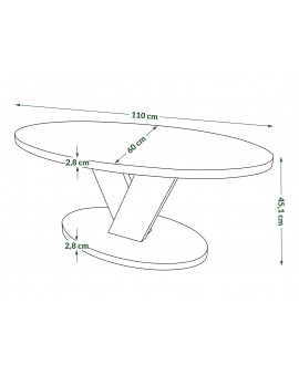 LOVA Beige/Zwart - OVALE SALONTAFEL 110x60 cm MODERNE KOFFIETAFEL