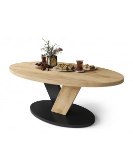 LOVA Craft Zlatý dub/Čierny - OVÁLNY KONFERENČNÝ STOLÍK 110 × 60 cm MODERNÝ KÁVOVÝ STOLÍK