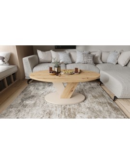 LOVA Eik Artisan/Beige (Champagne) - OVALE SALONTAFEL 110x60 cm MODERNE KOFFIETAFEL